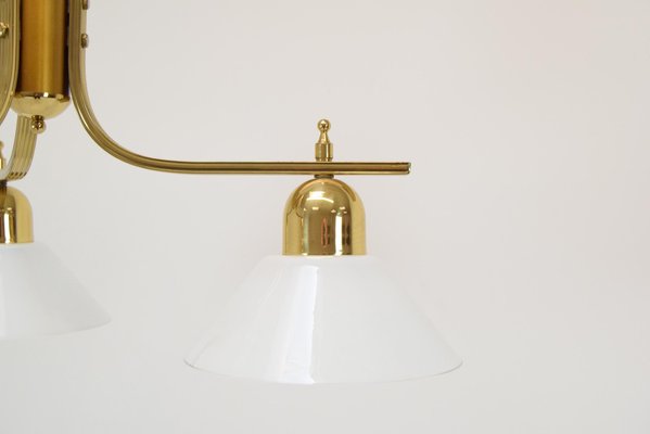 Brass and Glass Ceiling Light, 1980s-TZ-1422348