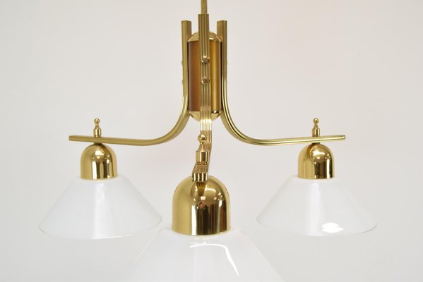 Brass and Glass Ceiling Light, 1980s-TZ-1422348