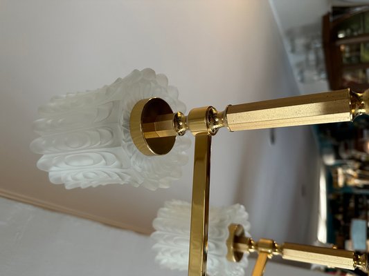 Brass and Glass Chandelier, 1970s-BFK-1755799