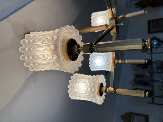 Brass and Glass Chandelier, 1970s-BFK-1755799