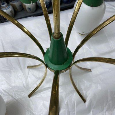 Brass and Glass Chandelier from Stilnovo, 1960s-NMK-910262