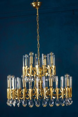 Brass and Glass Chandelier, Italy, attributed to Gaetano Sciolari, 1960s-MBH-1436483