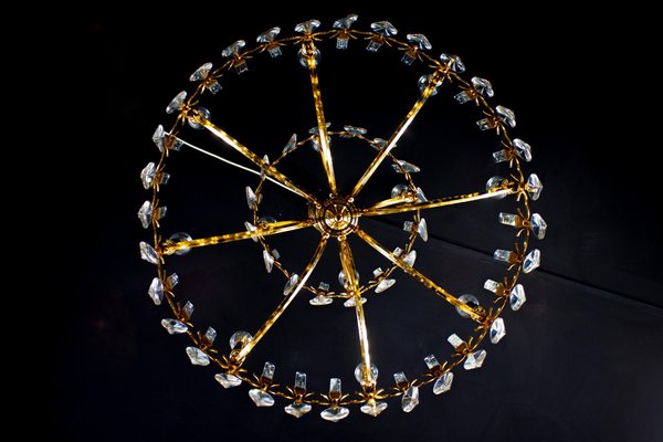 Brass and Glass Chandelier, Italy, attributed to Gaetano Sciolari, 1960s-MBH-1436483