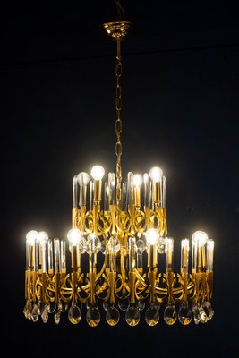 Brass and Glass Chandelier, Italy, attributed to Gaetano Sciolari, 1960s-MBH-1436483