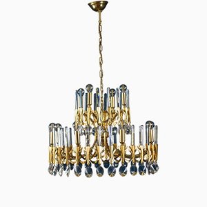 Brass and Glass Chandelier, Italy, attributed to Gaetano Sciolari, 1960s-MBH-1436483