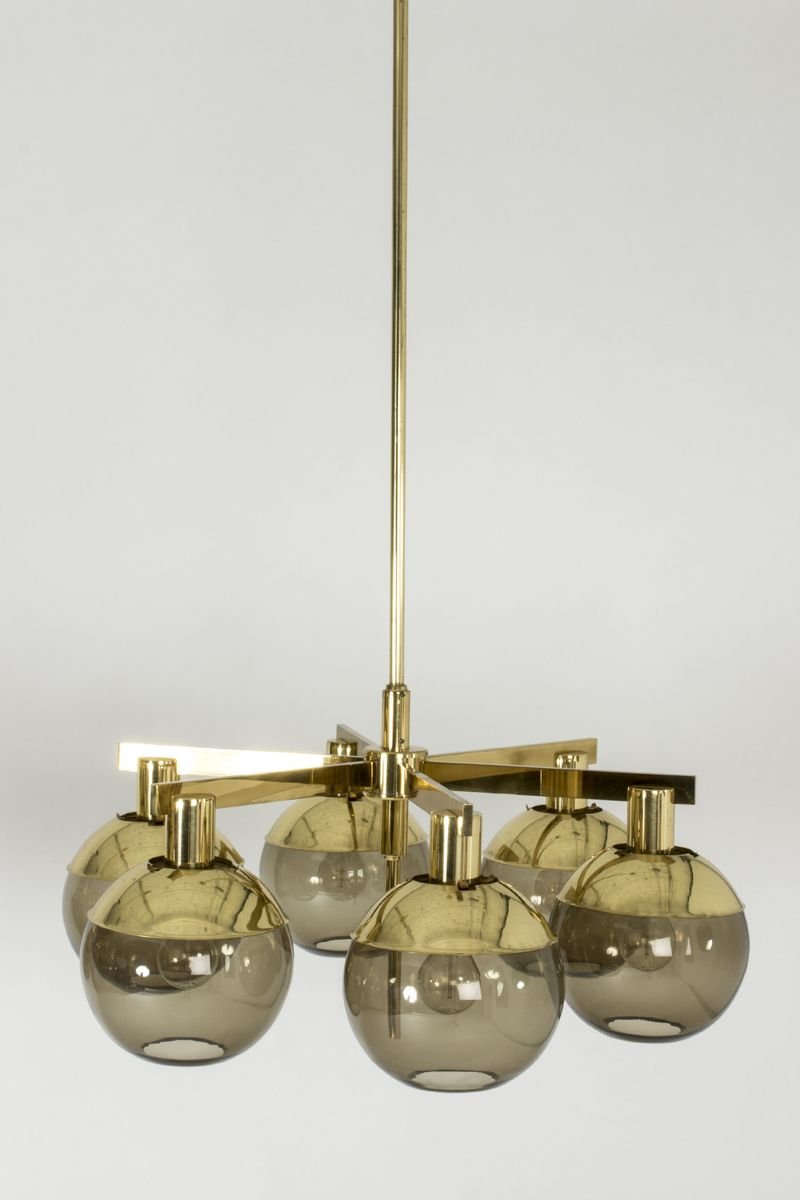 Brass and Glass Chandeliers by Hans-Agne Jakobsson for Hans-Agne Jakobsson AB Markaryd, 1960s, Set of 2