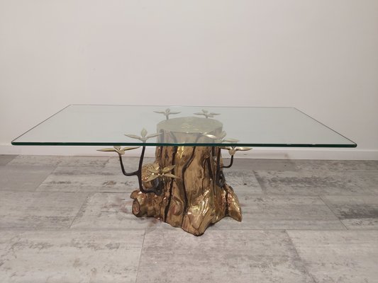 Brass and Glass Coffee Table, 1970s-WBX-567545