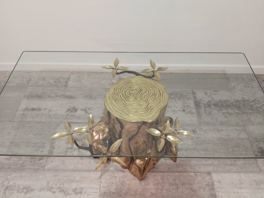 Brass and Glass Coffee Table, 1970s-WBX-567545