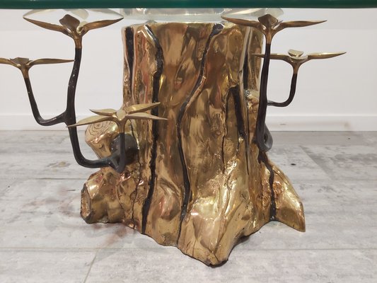 Brass and Glass Coffee Table, 1970s-WBX-567545