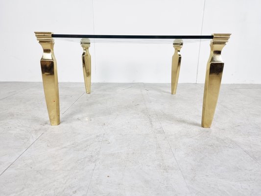 Brass and Glass Coffee Table, 1970s-IRH-1293993