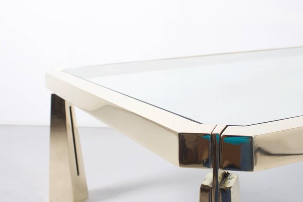 Brass and Glass Coffee Table by Peter Ghyczy-QT-1263371