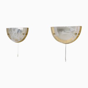 Brass and Glass Demi-Lune Sconces, Set of 2-OWS-1122843