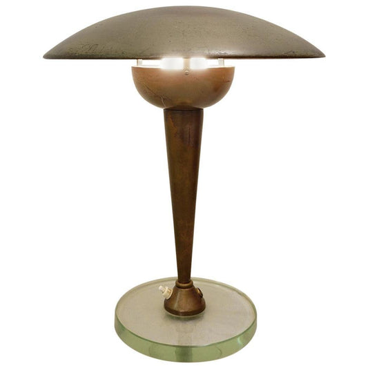 Brass and Glass Desk Lamp in the Style of Stilnovo, 1950s