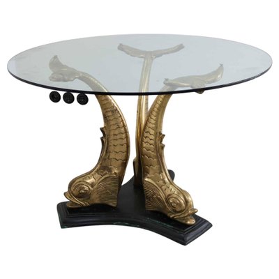 Brass and Glass Dining Table, Italy, 1960s-VLZ-1064071