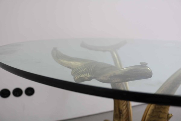 Brass and Glass Dining Table, Italy, 1960s-VLZ-1064071