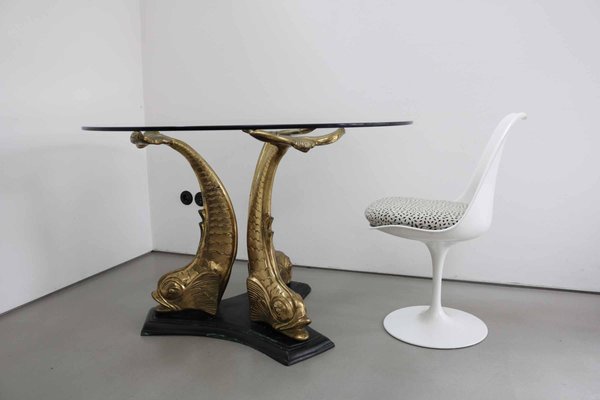 Brass and Glass Dining Table, Italy, 1960s-VLZ-1064071