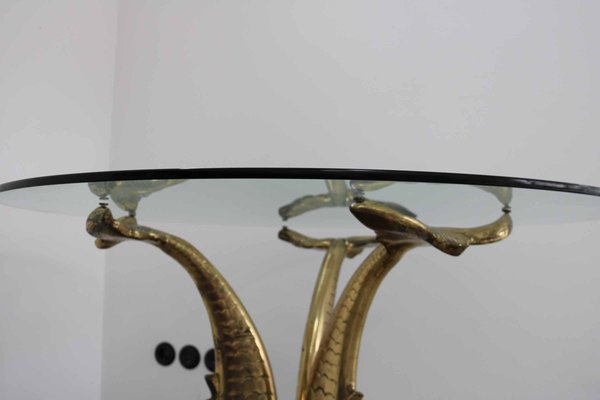 Brass and Glass Dining Table, Italy, 1960s-VLZ-1064071