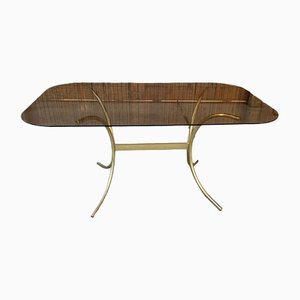 Brass and Glass Dining Table, Italy 1970-OXJ-1238809