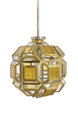 Brass and Glass Faceted Pendant Lamp, France, 1960s-RIU-947785