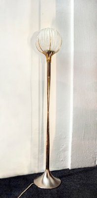 Brass and Glass Floor Lamp by Angelo Brotto for Esperia Italia, 1960s-VCV-1003639