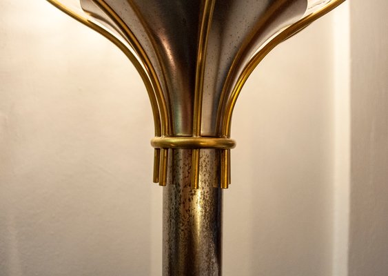 Brass and Glass Floor Lamp by Angelo Brotto for Esperia Italia, 1960s-VCV-1003639