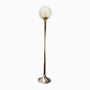 Brass and Glass Floor Lamp by Angelo Brotto for Esperia Italia, 1960s-VCV-1003639