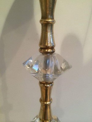 Brass and Glass Floor Lamp in the style of Maison Baguès, 1960s-BA-1365706