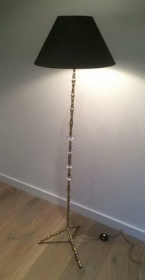 Brass and Glass Floor Lamp in the style of Maison Baguès, 1960s-BA-1365706