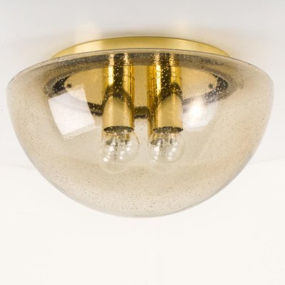 Brass and Glass Flush Mount in Mushroom Shape from Limburg, 1970s-VDW-1407639