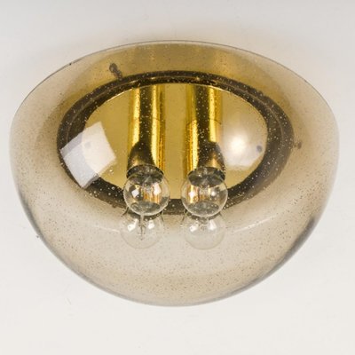 Brass and Glass Flush Mount in Mushroom Shape from Limburg, 1970s-VDW-1407639