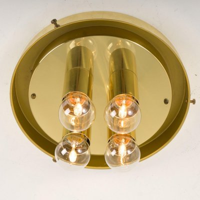 Brass and Glass Flush Mount in Mushroom Shape from Limburg, 1970s-VDW-1407639