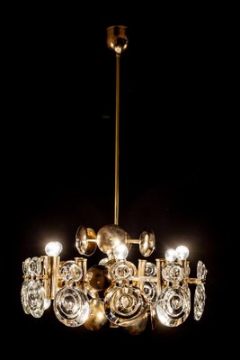 Brass and Glass Lens Chandelier by Gaetano Sciolari, Italy, 1960s-MBH-1031977