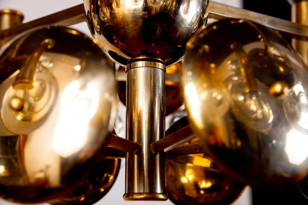 Brass and Glass Lens Chandelier by Gaetano Sciolari, Italy, 1960s-MBH-1031977