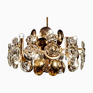 Brass and Glass Lens Chandelier by Gaetano Sciolari, Italy, 1960s-MBH-1031977