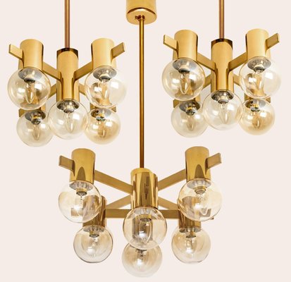 Brass and Glass Light Fixtures in the Style of Jakobsson, 1960s, Set of 2-VDW-885997