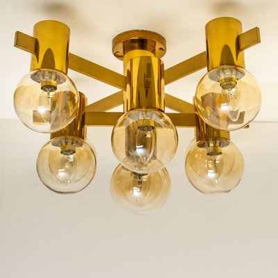 Brass and Glass Light Fixtures in the Style of Jakobsson, 1960s, Set of 3-VDW-988128