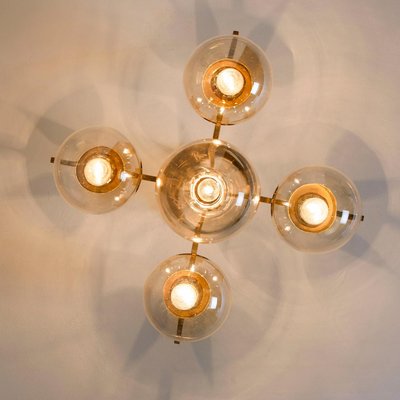 Brass and Glass Light Fixtures in the Style of Jakobsson, 1960s, Set of 3-VDW-988128