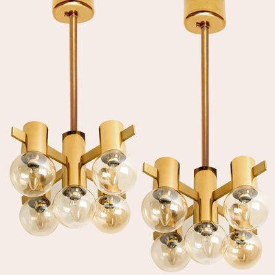 Brass and Glass Light Fixtures in the Style of Jakobsson, 1960s, Set of 3-VDW-988128