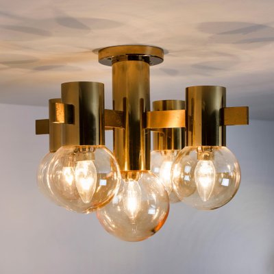 Brass and Glass Light Fixtures in the Style of Jakobsson, 1960s, Set of 3-VDW-988128