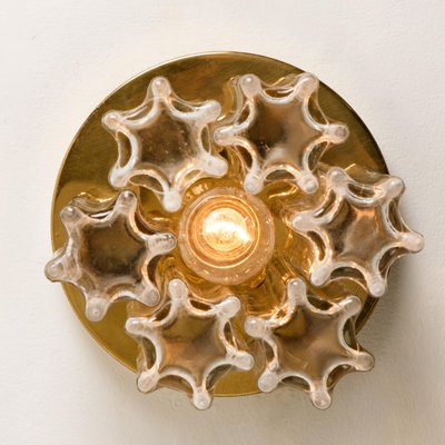 Brass and Glass Lights Ceiling Fixtures from Limburg Glashütte, 1970s, Set of 2-VDW-1271693