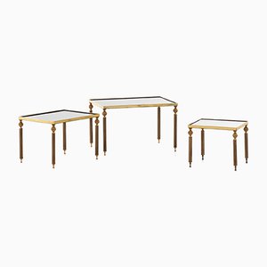 Brass and Glass Nesting Tables, 1960s-SC-586805