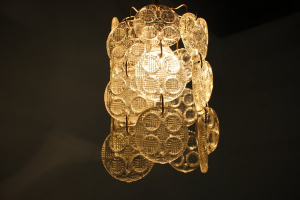 Brass and Glass Pendant Lamp from Zelezny Brod, 1970s-TZ-555928