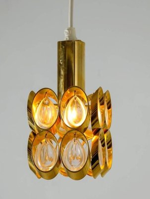 Brass and Glass Pendant Lamps, Austria, 1950s, Set of 2-VLZ-632039