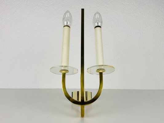 Brass and Glass Sconces, 1960s, Germany, Set of 2-PUK-975191