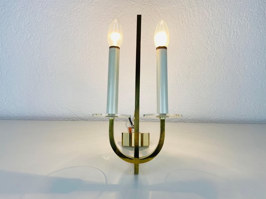 Brass and Glass Sconces, 1960s, Germany, Set of 2-PUK-975191