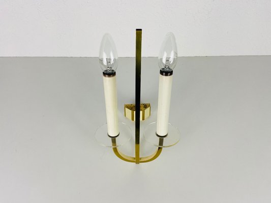 Brass and Glass Sconces, 1960s, Germany, Set of 2-PUK-975191