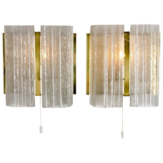 Brass and Glass Sconces from Doria, 1960s, Set of 2