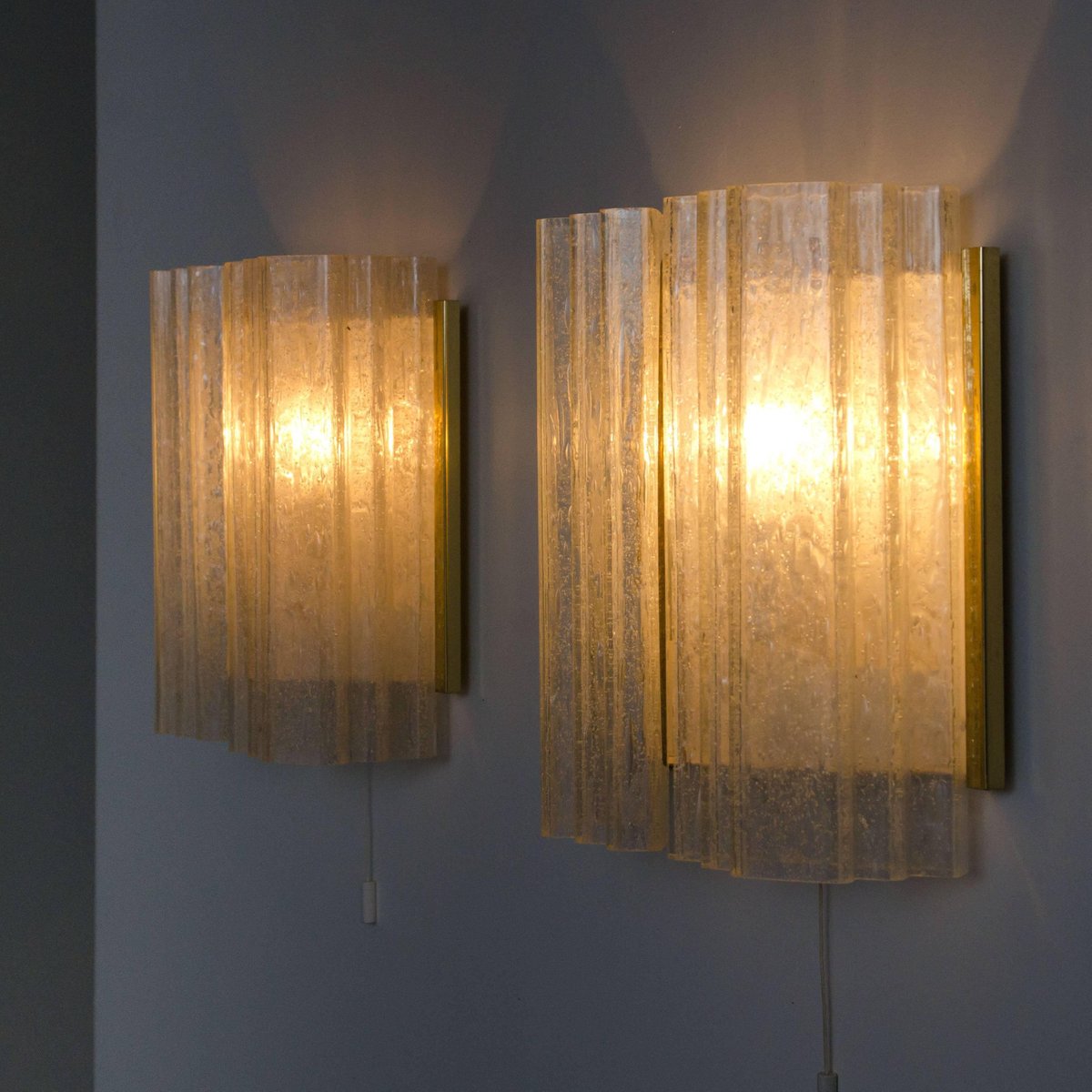 Brass and Glass Sconces from Doria, 1960s, Set of 2