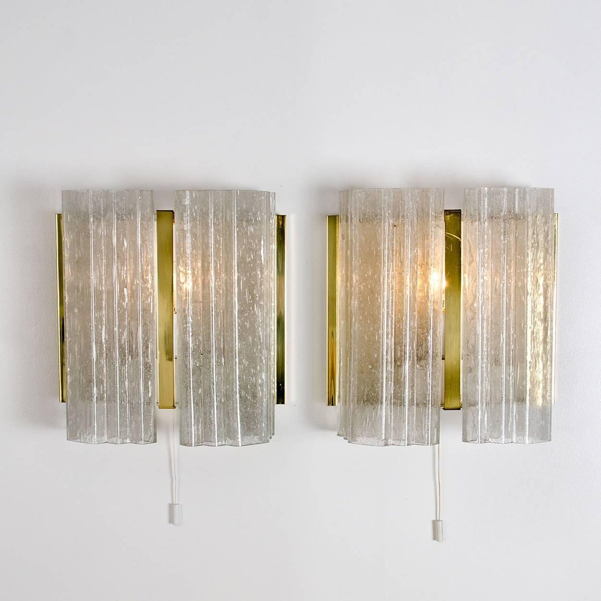 Brass and Glass Sconces from Doria, 1960s, Set of 2