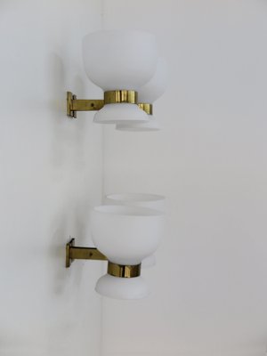 Brass and Glass Sconces from Stilnovo, Italy, 1950s, Set of 2-CC-1647368